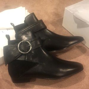 IRO Sz40 9.5Black Suede Leather Buckle Ankle Boots